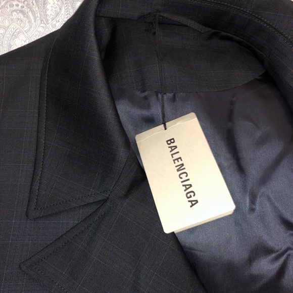 BALENCIAGA CHECK HIGH COLLAR JACKET SIZE 50/L - Picture 5 of 8
